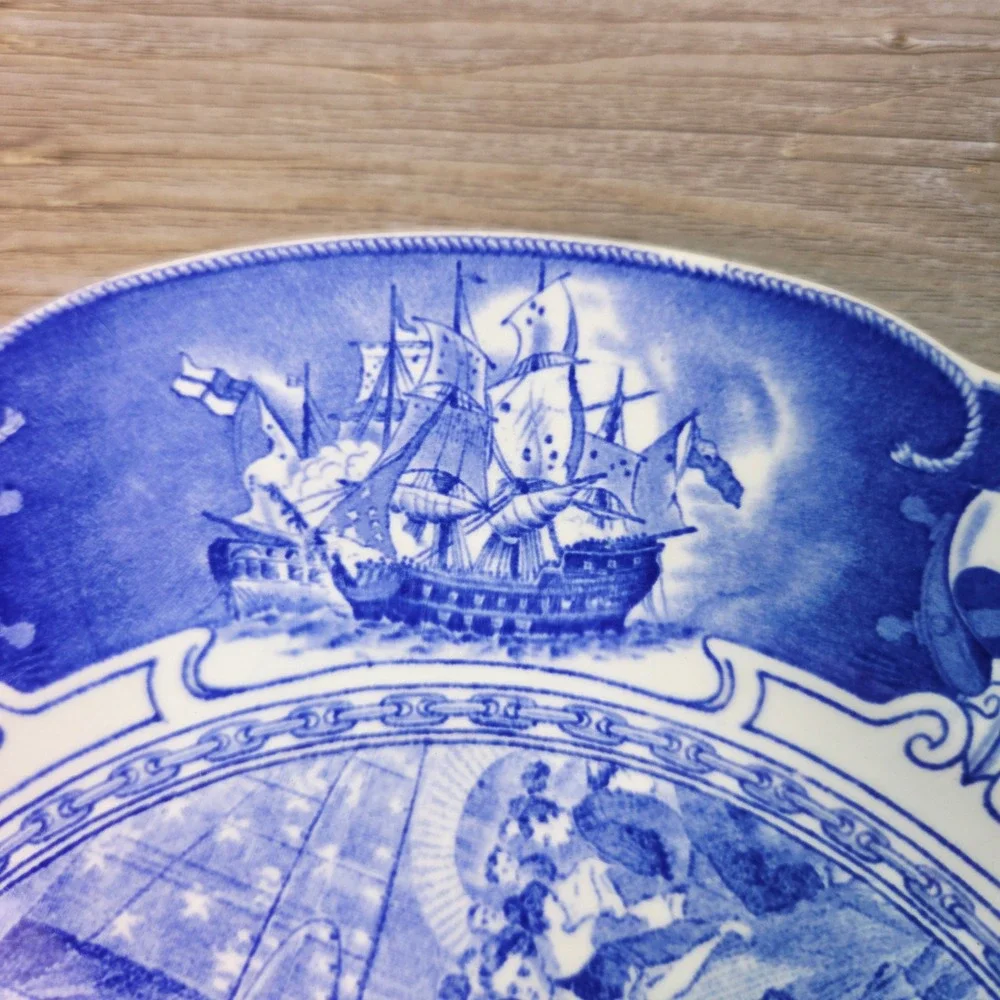 Wedgwood US Naval Academy Hop 1869 Plate Blue White Transferware 10
